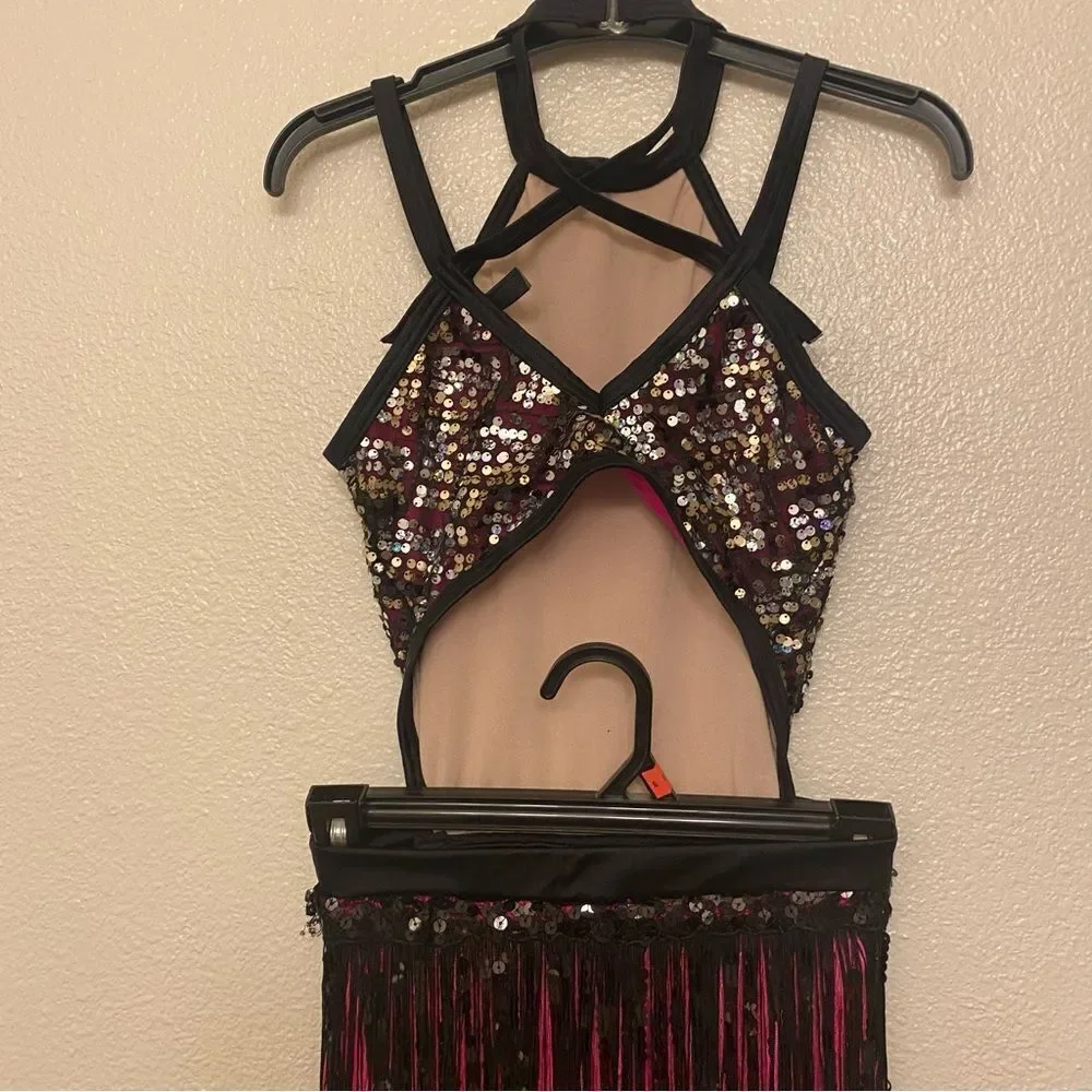 WEISSMAN Dance Costume flapper fringe ombre hot pink sequin Dreamlover 14706 SA